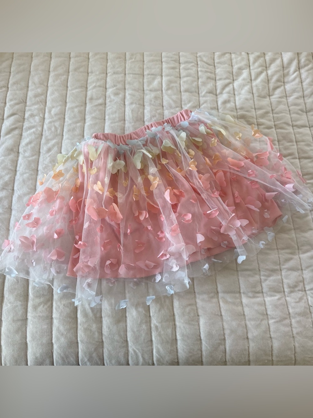 Girls fairy princess whimsy Pink pastel ombré butterfly appliqué tutu skirt